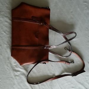 Caramel Colored Pleather Handbag